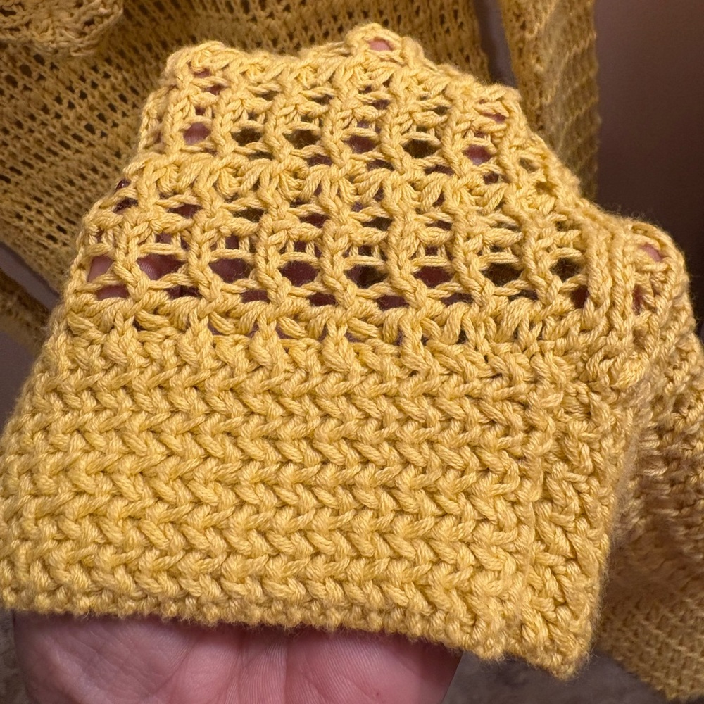 Charlie & Robin Anthropologie Onshore Breeze Open Crochet Cardigan Yellow Medium - Picture 8 of 10